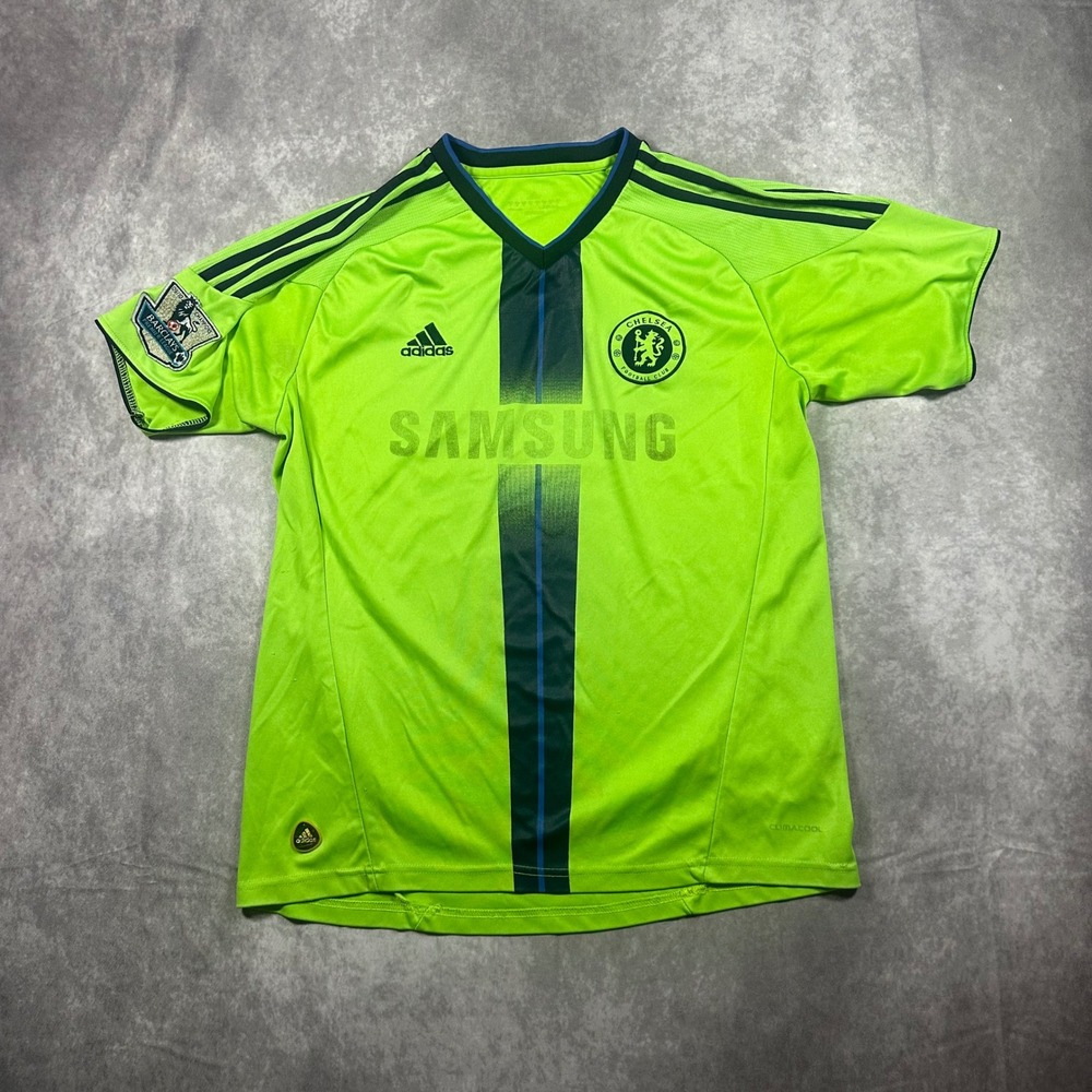 Adidas Chelsea FC 2010 Away Soccer Jersey‎ Mens Medium Neon Green Black Samsung